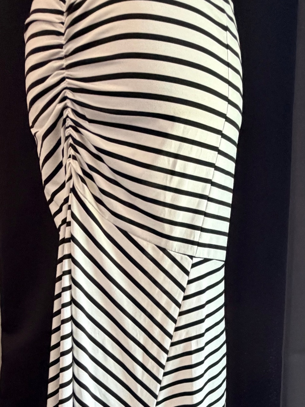 Striped White and Black Maxi Dress - Sleeveless Halter Style - Picture 10 of 10